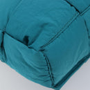 BOTTEGA VENETA MAXI INTRECCIATO Cassette Bag Nylon Turquoise Blue Auth 199207V-16
