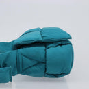 BOTTEGA VENETA MAXI INTRECCIATO Cassette Bag Nylon Turquoise Blue Auth 199207V-4