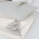 FENDI Mamma Baguette Hand Bag Leather Silver Auth 199212SAV-12