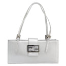 FENDI Mamma Baguette Hand Bag Leather Silver Auth 199212SAV-2