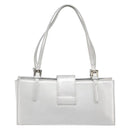 FENDI Mamma Baguette Hand Bag Leather Silver Auth 199212SAV-3