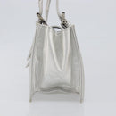 FENDI Mamma Baguette Hand Bag Leather Silver Auth 199212SAV-4