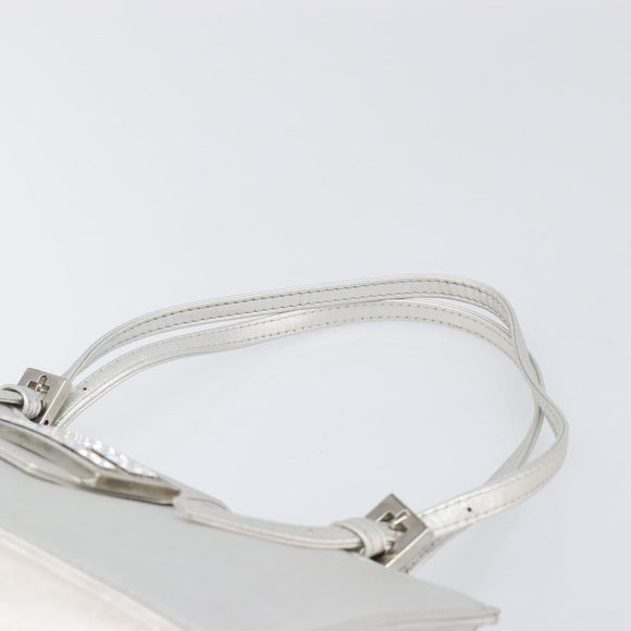 FENDI Mamma Baguette Hand Bag Leather Silver Auth 199212SAV
