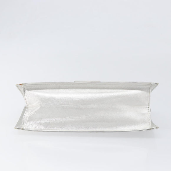 FENDI Mamma Baguette Hand Bag Leather Silver Auth 199212SAV