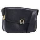 CELINE Shoulder Bag Leather Black Gold Auth 199214-1