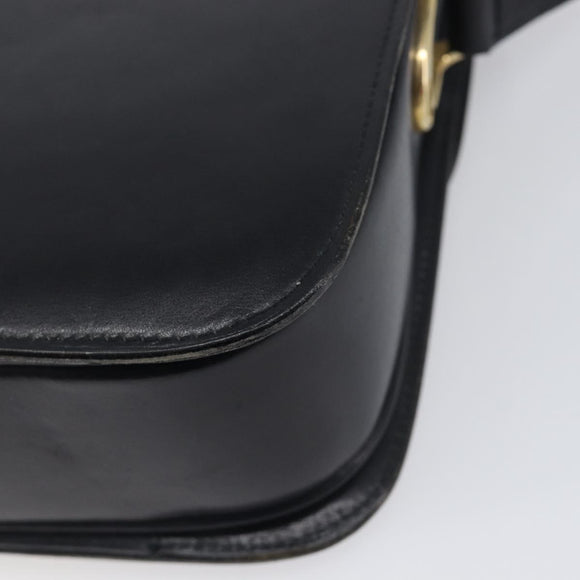 CELINE Shoulder Bag Leather Black Gold Auth 199214
