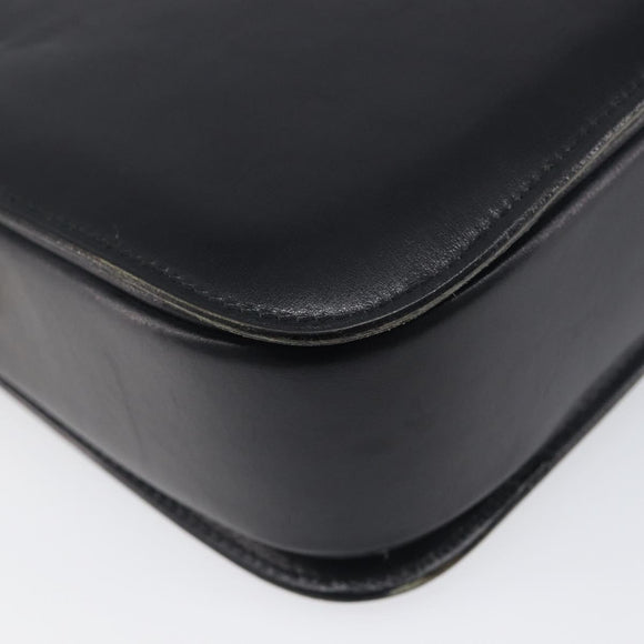 CELINE Shoulder Bag Leather Black Gold Auth 199214