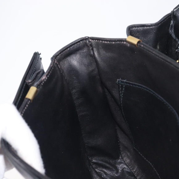 CELINE Shoulder Bag Leather Black Gold Auth 199214