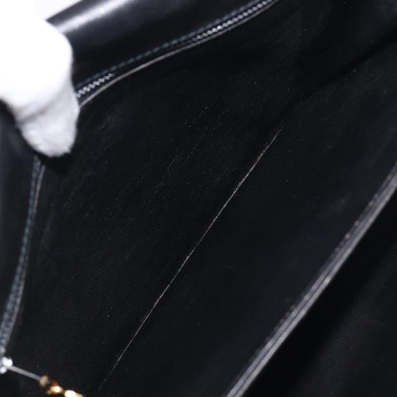 CELINE Shoulder Bag Leather Black Gold Auth 199214