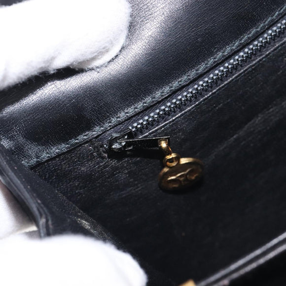 CELINE Shoulder Bag Leather Black Gold Auth 199214