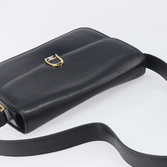 CELINE Shoulder Bag Leather Black Gold Auth 199214