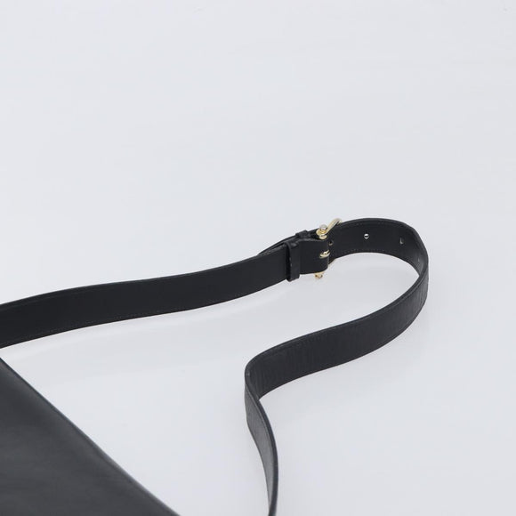 CELINE Shoulder Bag Leather Black Gold Auth 199214