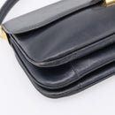 CELINE Horse Carriage Shoulder Bag Leather Navy Gold Auth 199215-14