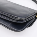 CELINE Horse Carriage Shoulder Bag Leather Navy Gold Auth 199215-15
