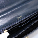 CELINE Horse Carriage Shoulder Bag Leather Navy Gold Auth 199215-10