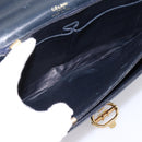 CELINE Horse Carriage Shoulder Bag Leather Navy Gold Auth 199215-11