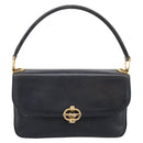 CELINE Horse Carriage Shoulder Bag Leather Navy Gold Auth 199215-13