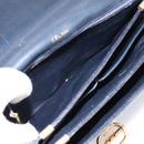 CELINE Horse Carriage Shoulder Bag Leather Navy Gold Auth 199215-12