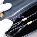 CELINE Horse Carriage Shoulder Bag Leather Navy Gold Auth 199215-21