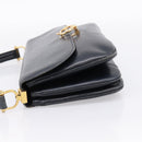 CELINE Horse Carriage Shoulder Bag Leather Navy Gold Auth 199215-3