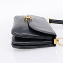 CELINE Horse Carriage Shoulder Bag Leather Navy Gold Auth 199215-4