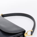 CELINE Horse Carriage Shoulder Bag Leather Navy Gold Auth 199215-8