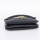 CELINE Horse Carriage Shoulder Bag Leather Navy Gold Auth 199215-5