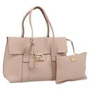 Salvatore Ferragamo Gancini Tote Bag Leather Pink Gold Auth 199216V-1