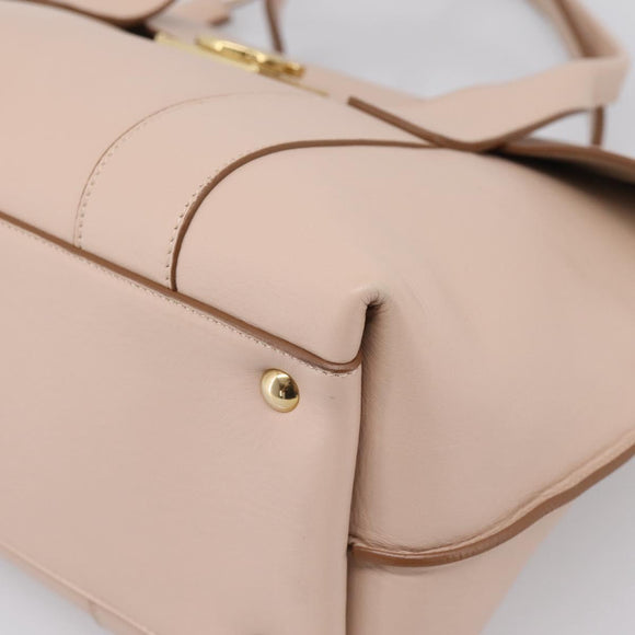 Salvatore Ferragamo Gancini Tote Bag Leather Pink Gold Auth 199216V
