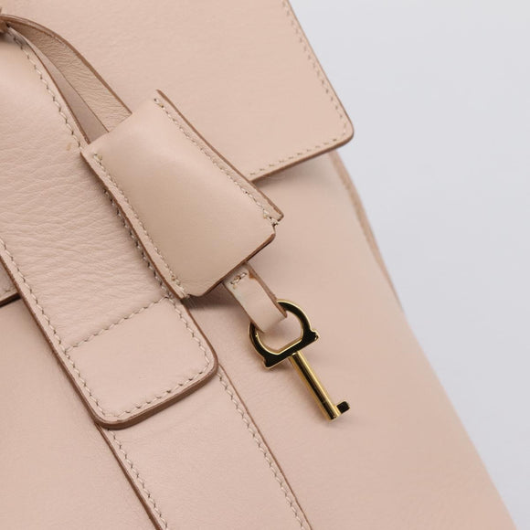 Salvatore Ferragamo Gancini Tote Bag Leather Pink Gold Auth 199216V