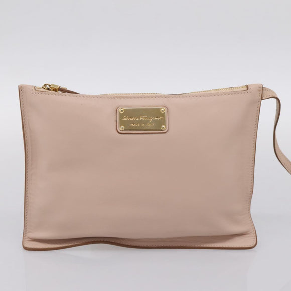 Salvatore Ferragamo Gancini Tote Bag Leather Pink Gold Auth 199216V