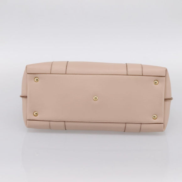 Salvatore Ferragamo Gancini Tote Bag Leather Pink Gold Auth 199216V