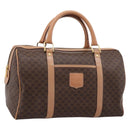 CELINE Macadam Canvas Boston Bag PVC Leather Brown Gold Auth 199217A-1