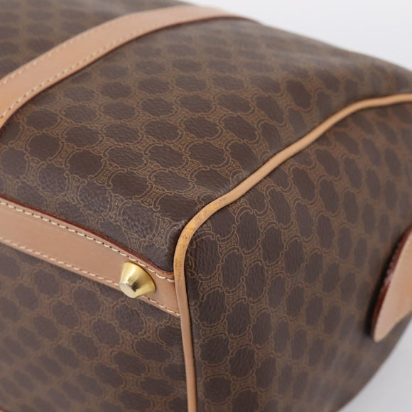 CELINE Macadam Canvas Boston Bag PVC Leather Brown Gold Auth 199217A
