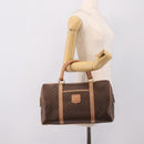 CELINE Macadam Canvas Boston Bag PVC Leather Brown Gold Auth 199217A-21