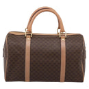 CELINE Macadam Canvas Boston Bag PVC Leather Brown Gold Auth 199217A-2