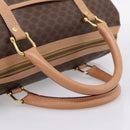 CELINE Macadam Canvas Boston Bag PVC Leather Brown Gold Auth 199217A-7