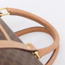 CELINE Macadam Canvas Boston Bag PVC Leather Brown Gold Auth 199217A-8