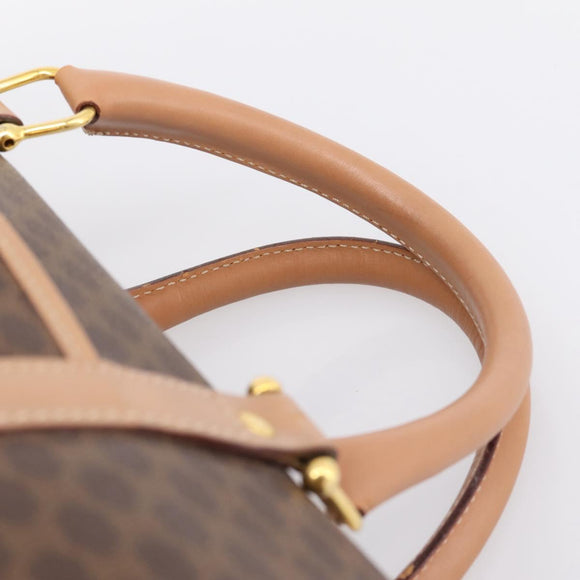 CELINE Macadam Canvas Boston Bag PVC Leather Brown Gold Auth 199217A