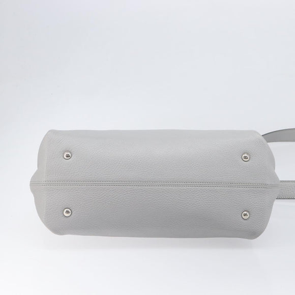Salvatore Ferragamo Sofia Gancini Hand Bag Leather 2way Gray Silver Auth 199218V