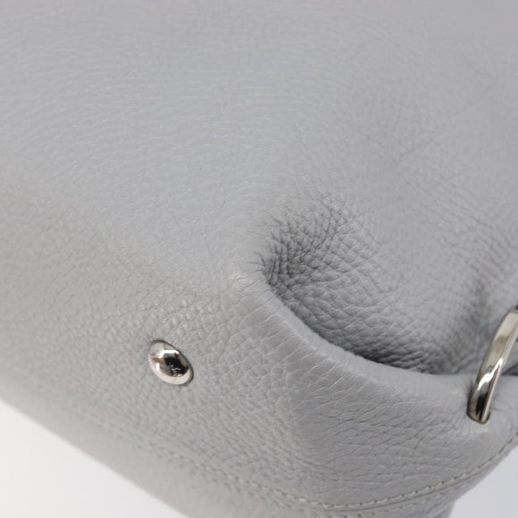 Salvatore Ferragamo Sofia Gancini Hand Bag Leather 2way Gray Silver Auth 199218V