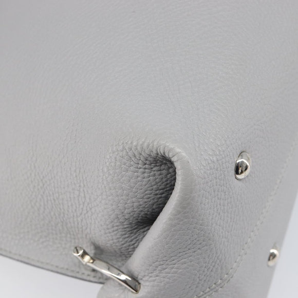 Salvatore Ferragamo Sofia Gancini Hand Bag Leather 2way Gray Silver Auth 199218V