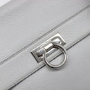Salvatore Ferragamo Sofia Gancini Hand Bag Leather 2way Gray Silver Auth 199218V-19