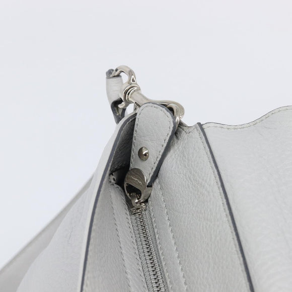 Salvatore Ferragamo Sofia Gancini Hand Bag Leather 2way Gray Silver Auth 199218V