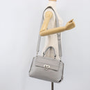 Salvatore Ferragamo Sofia Gancini Hand Bag Leather 2way Gray Silver Auth 199218V-28