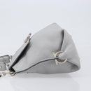 Salvatore Ferragamo Sofia Gancini Hand Bag Leather 2way Gray Silver Auth 199218V-4