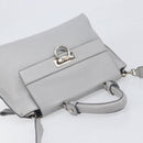 Salvatore Ferragamo Sofia Gancini Hand Bag Leather 2way Gray Silver Auth 199218V-6