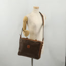 CELINE Macadam Canvas Hand Bag PVC Leather 2way Brown Gold Auth 199219-27