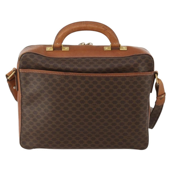CELINE Macadam Canvas Hand Bag PVC Leather 2way Brown Gold Auth 199219