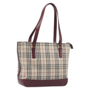 BURBERRY Nova Check Tote Bag Canvas Beige Gold Auth 199220-1